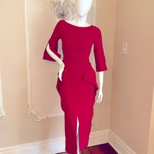 roland mouret crene dress ruby red size 6/2